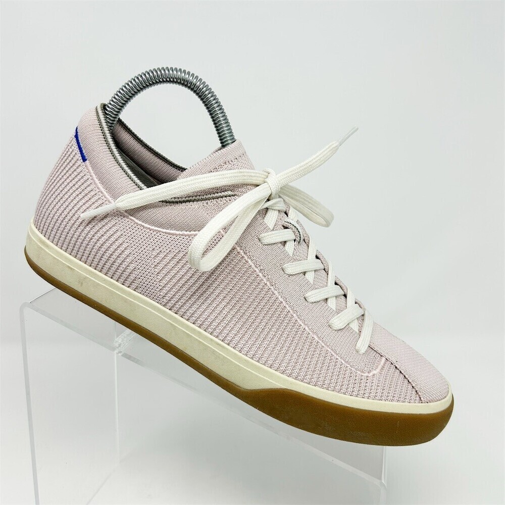 Rothy's Lace Up Sneaker Womens Pale Pink Gum Sole Low Top Walking Shoes Size 9